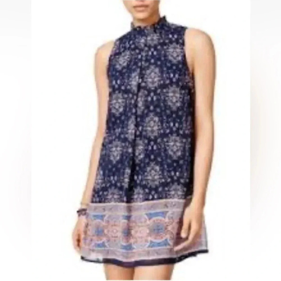Speechless Sleeveless Navy Blue Pink Floral Shift Dress Womens Size‎ Large (862) - Picture 1 of 7
